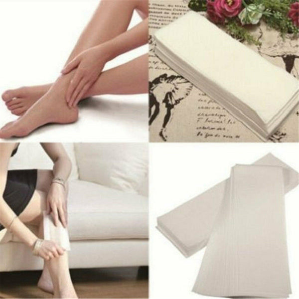 100Pcs Pre-Cut Strips Pack Non Woven Disposable 70gsm Wax Waxing Papers Cut New - Lets Party