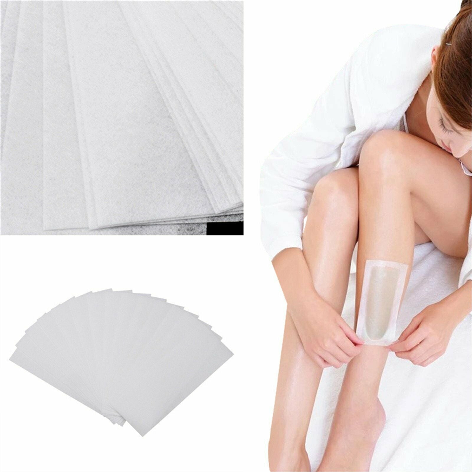 100Pcs Pre-Cut Strips Pack Non Woven Disposable 70gsm Wax Waxing Papers Cut New - Lets Party