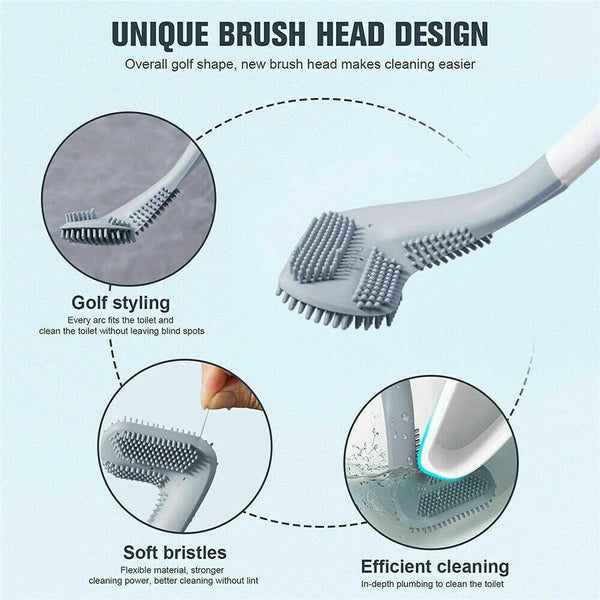 Golf Toilet Brush Long-Handled Toilet Brush Wall-Mounted Silicone Toilet Brush - Lets Party