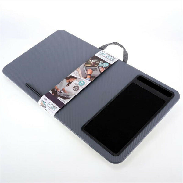 Cushioned Laptop Notebook Lap Desk with Phone Holder Mouse Pad Device Ledge Grey - Lets Party