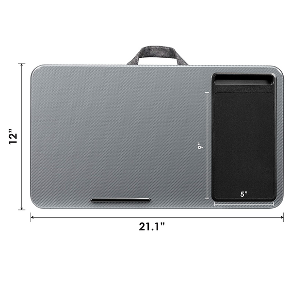 Cushioned Laptop Notebook Lap Desk with Phone Holder Mouse Pad Device Ledge Grey - Lets Party
