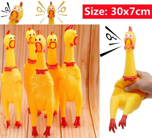 Squeeze Screaming Chicken Pet Dog Puppy Cat Toy Squeaker Chew Bite Toys Rubber - Lets Party