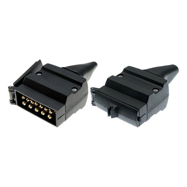 New 12 Pin Flat Trailer Socket Plug Set Connector Trailer Camper Adaptor Caravan - Lets Party