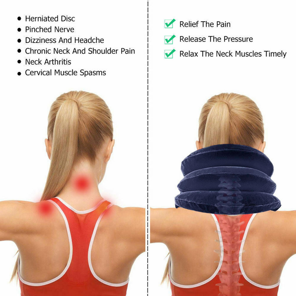 Air Inflatable Neck Pillow Head Cervical Traction Support Stretcher Pain Relief - Lets Party