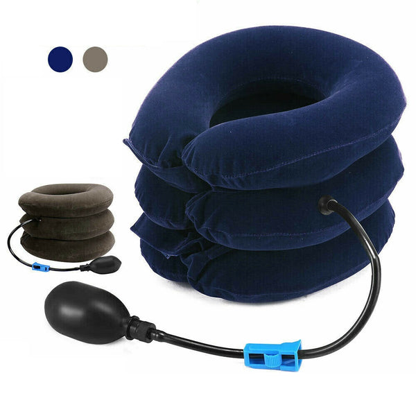 Air Inflatable Neck Pillow Head Cervical Traction Support Stretcher Pain Relief - Lets Party
