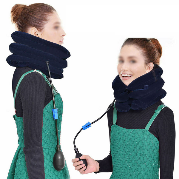 Air Inflatable Neck Pillow Head Cervical Traction Support Stretcher Pain Relief - Lets Party