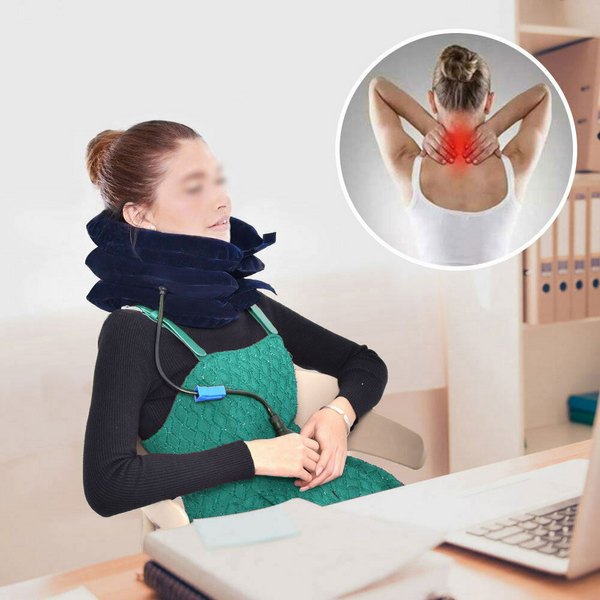 Air Inflatable Neck Pillow Head Cervical Traction Support Stretcher Pain Relief - Lets Party