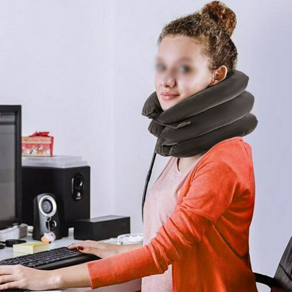 Air Inflatable Neck Pillow Head Cervical Traction Support Stretcher Pain Relief - Lets Party