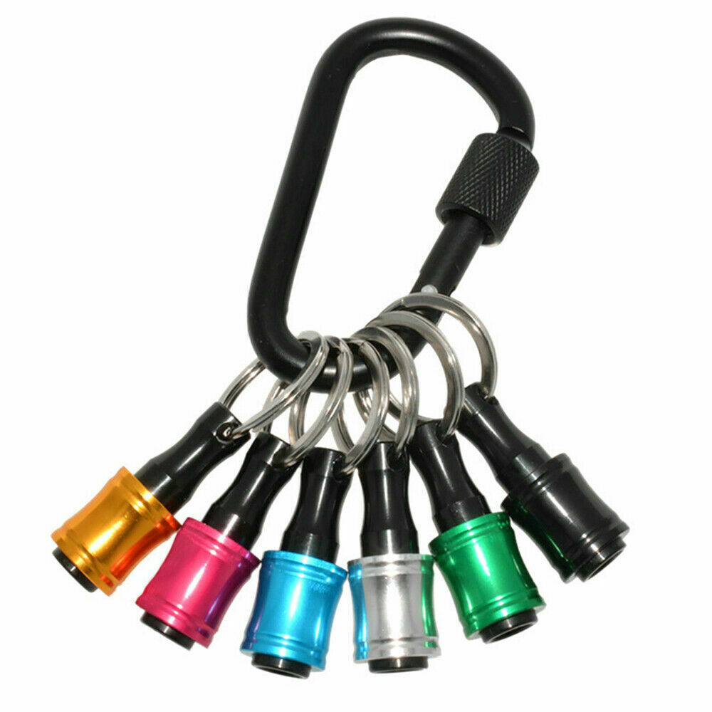 6Pc Hex Shank Screwdriver Bit Holder Extension Bar Tough Keychain Driver Keyring - Lets Party