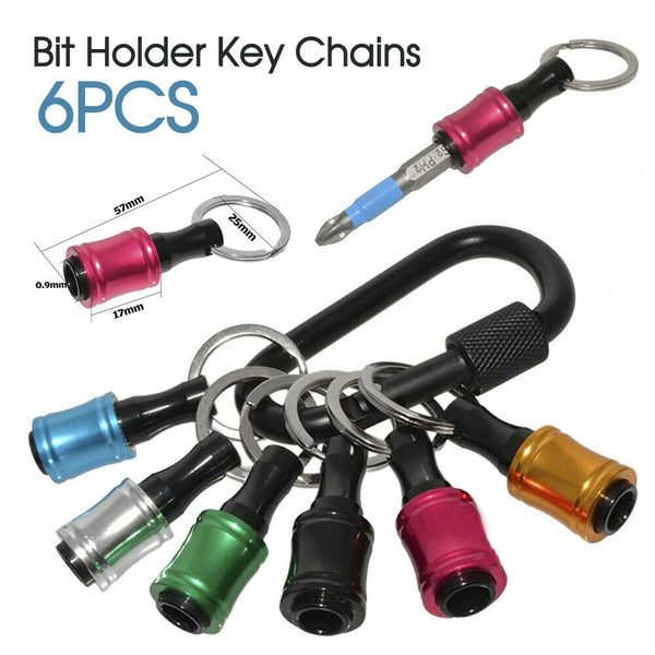 6Pc Hex Shank Screwdriver Bit Holder Extension Bar Tough Keychain Driver Keyring - Lets Party