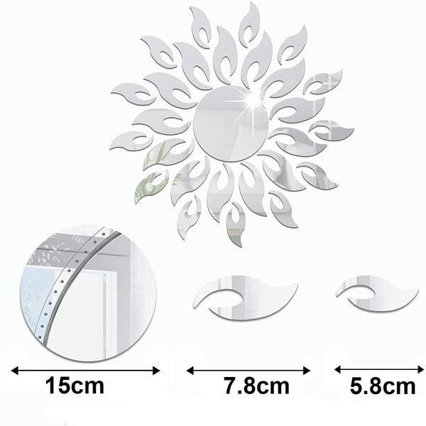 23pcs 3D Home Decor Removable Decal Acrylic Mirror Sun Wall Sticker Art Mural AU - Lets Party