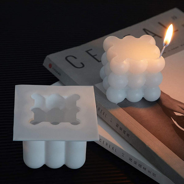 6*8cm 3D Cube Candle Mold DIY Silicone Soy Wax Bubble Cake Dessert Plaster Mould - Lets Party