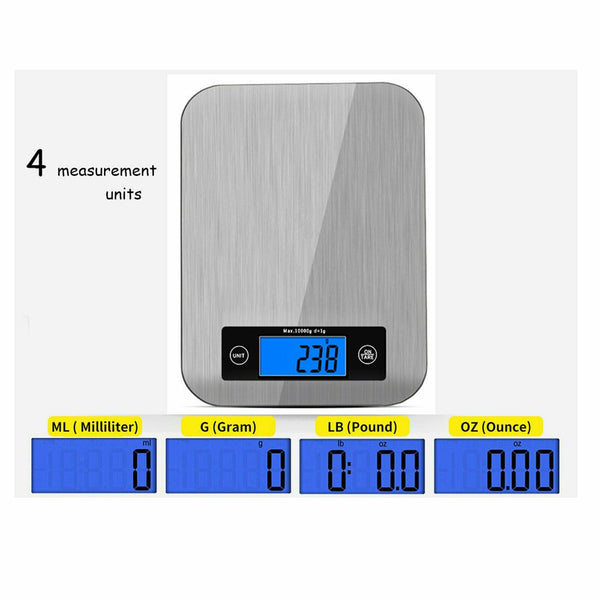 New 5g/10kg Kitchen Scales Cooking Electronic Digital Scale Weight LCD Stainless - Lets Party