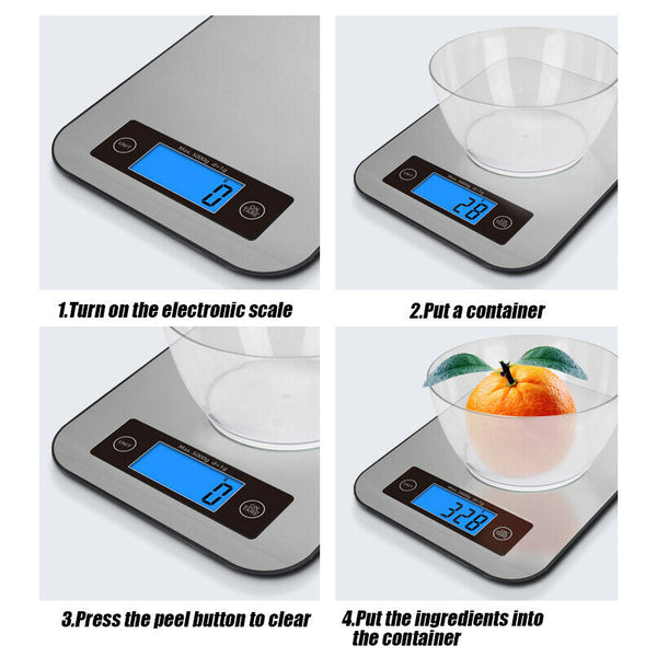 New 5g/10kg Kitchen Scales Cooking Electronic Digital Scale Weight LCD Stainless - Lets Party