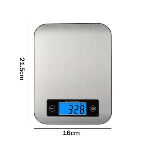 New 5g/10kg Kitchen Scales Cooking Electronic Digital Scale Weight LCD Stainless - Lets Party