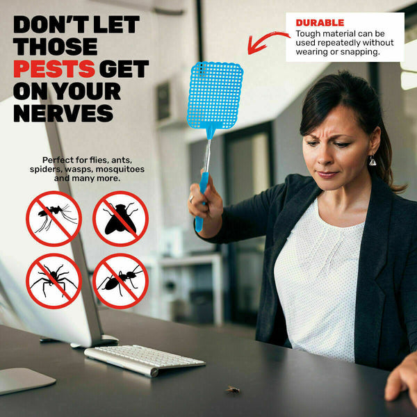 3x Fly Swatter Extendable Design Flexible Jumbo Size Paddle Pest Control® Au - Lets Party