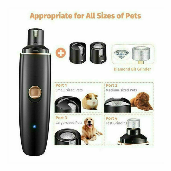 Electric Dog Toe Nail File Grinder Clippers Pet Cat Claw Grooming Trimmer Tools - Lets Party