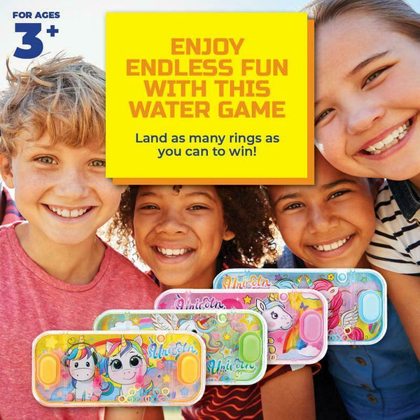 4x New Water Ring Toss Game Handheld Unicorn Designs Fun Challenge Party AU - Lets Party