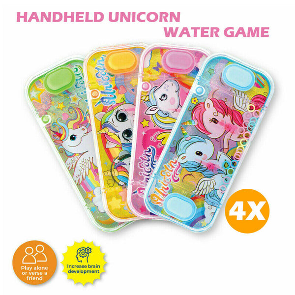 4x New Water Ring Toss Game Handheld Unicorn Designs Fun Challenge Party AU - Lets Party
