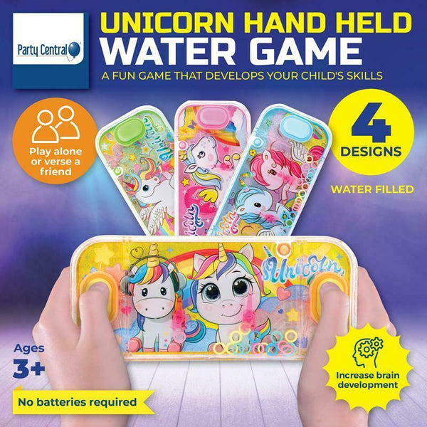 4x New Water Ring Toss Game Handheld Unicorn Designs Fun Challenge Party AU - Lets Party