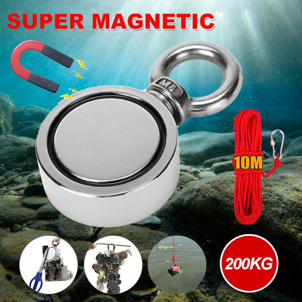 200kg Salvage Strong Recovery Magnet Neodymium Treasure Metal Hunting Fishing - Lets Party