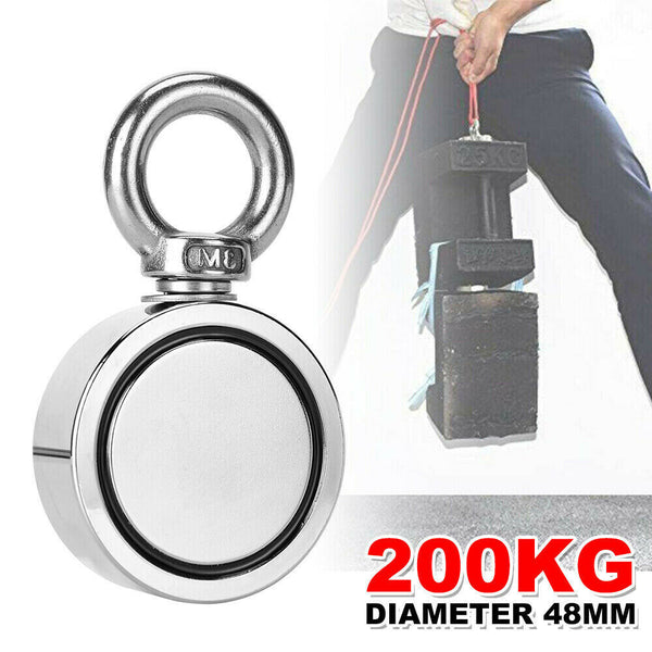 200kg Salvage Strong Recovery Magnet Neodymium Treasure Metal Hunting Fishing - Lets Party