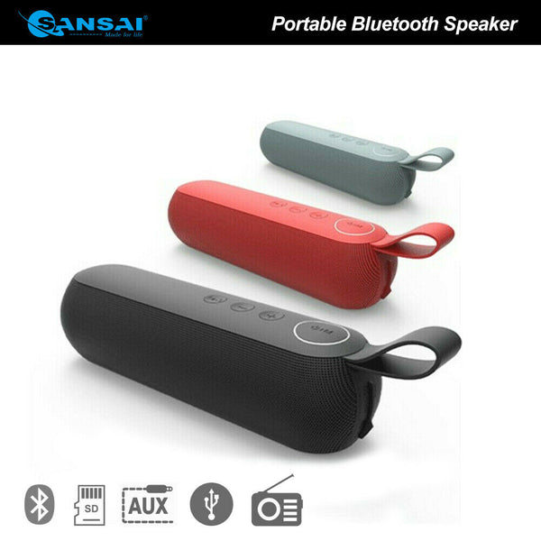 Sansai Portable Wireless Bluetooth FM Radio Speaker Mic USB Aux Cable - Lets Party