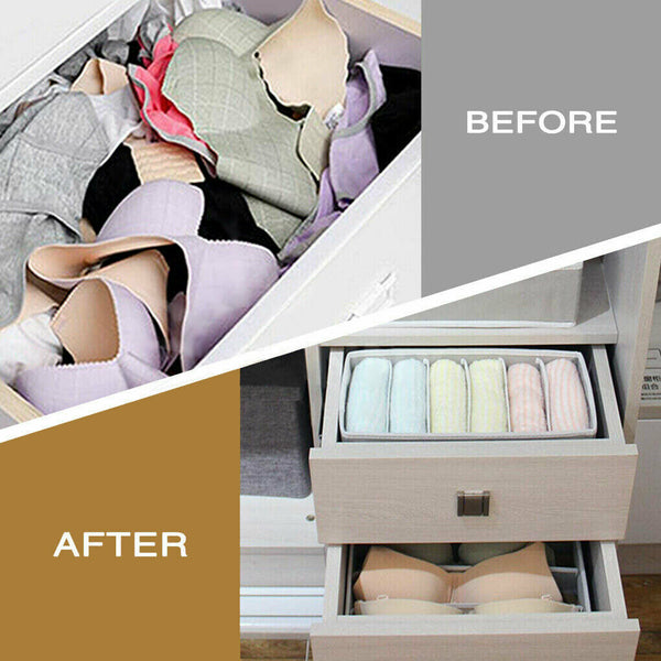 1 Sets Foldable Storage Drawer Organizer Bra Underwear Closet Divider Kit Beige - Lets Party