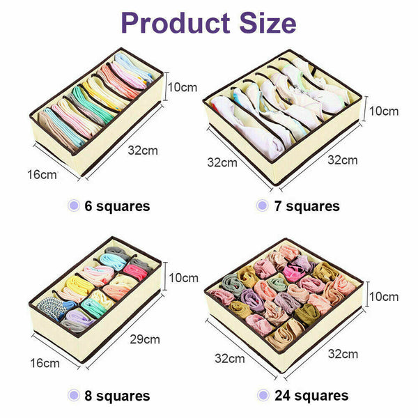 1 Sets Foldable Storage Drawer Organizer Bra Underwear Closet Divider Kit Beige - Lets Party