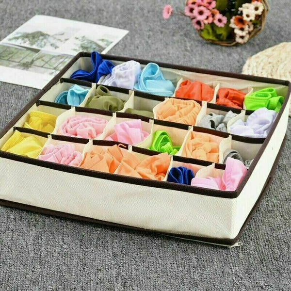 1 Sets Foldable Storage Drawer Organizer Bra Underwear Closet Divider Kit Beige - Lets Party
