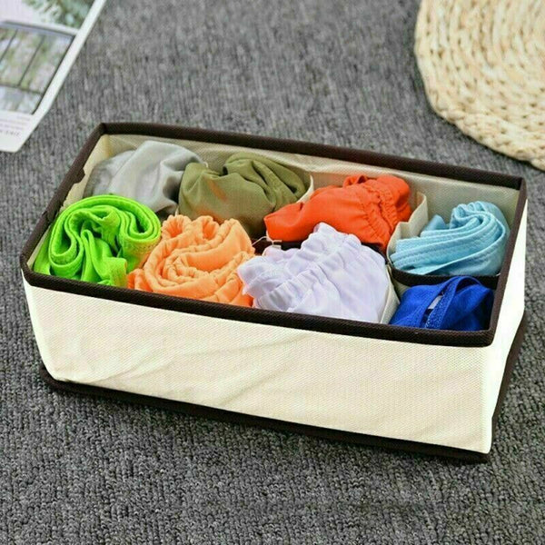 1 Sets Foldable Storage Drawer Organizer Bra Underwear Closet Divider Kit Beige - Lets Party