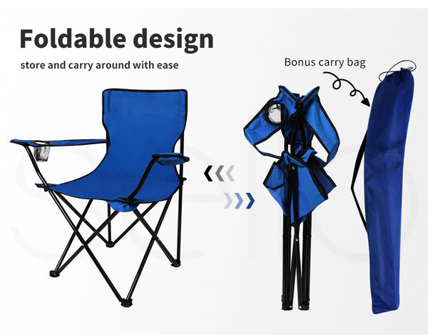 Camping Chairs Folding Portable Foldable Arm Outdoor Picnic Beach Fishing - Lets Party