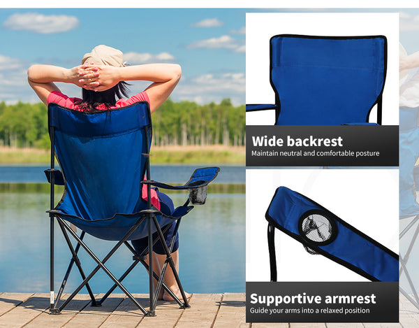Camping Chairs Folding Portable Foldable Arm Outdoor Picnic Beach Fishing - Lets Party