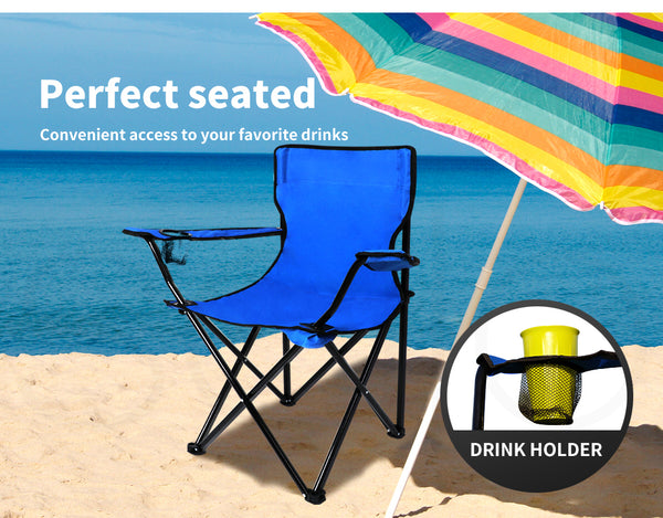 Camping Chairs Folding Portable Foldable Arm Outdoor Picnic Beach Fishing - Lets Party