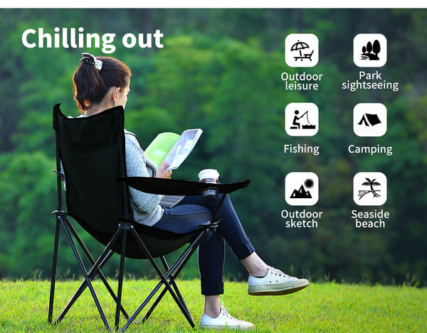 Camping Chairs Folding Portable Foldable Arm Outdoor Picnic Beach Fishing - Lets Party