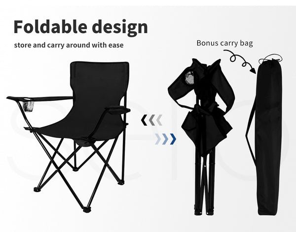 Camping Chairs Folding Portable Foldable Arm Outdoor Picnic Beach Fishing - Lets Party