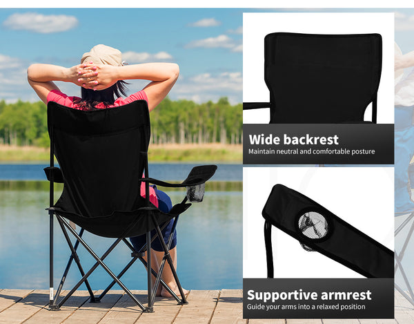 Camping Chairs Folding Portable Foldable Arm Outdoor Picnic Beach Fishing - Lets Party
