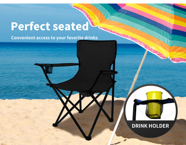 Camping Chairs Folding Portable Foldable Arm Outdoor Picnic Beach Fishing - Lets Party