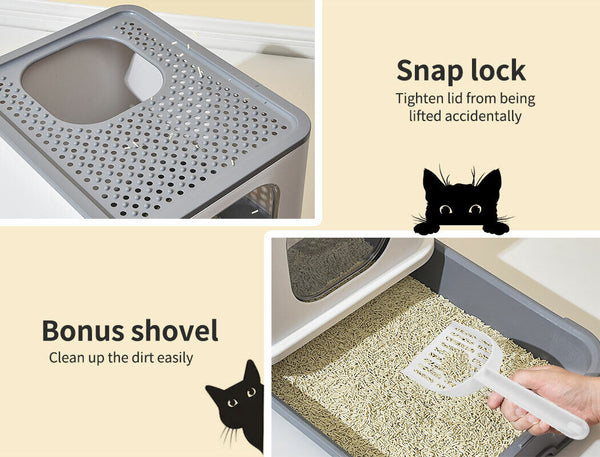 Cat Litter Box Fully Enclosed Toilet Trapping Sifting Odor Control Basin - Lets Party