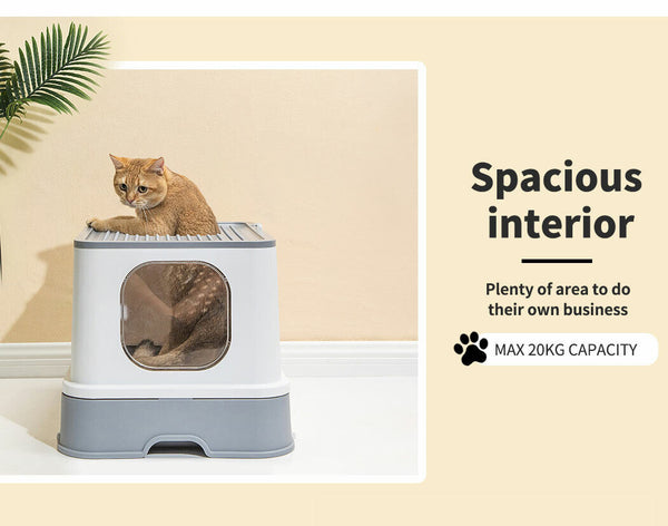 Cat Litter Box Fully Enclosed Toilet Trapping Sifting Odor Control Basin - Lets Party