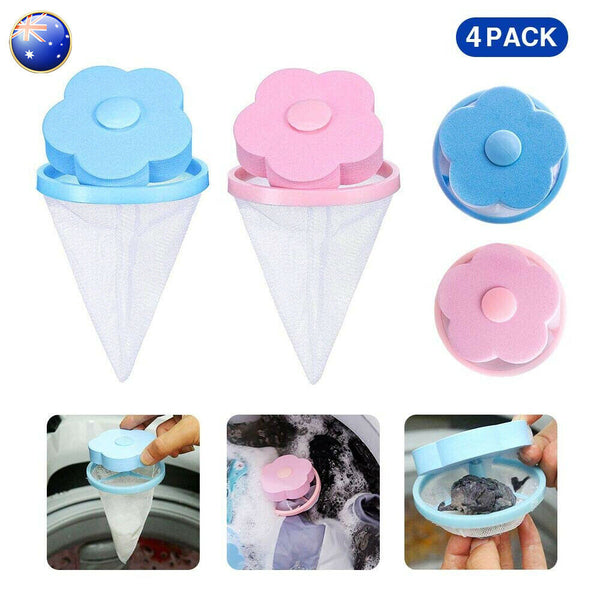 4 Pcs Floating Pet Fur Catcher Reusable Hair Remover Tool for Washing Machine Pp - Lets Party