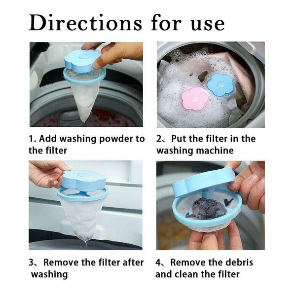 4 Pcs Floating Pet Fur Catcher Reusable Hair Remover Tool for Washing Machine Pp - Lets Party