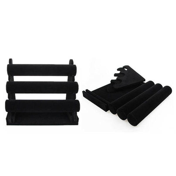 3-Tier Velvet Jewelry Bracelet Watch Display Holder Stand Showcase Rack - Lets Party