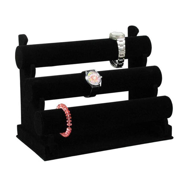 3-Tier Velvet Jewelry Bracelet Watch Display Holder Stand Showcase Rack - Lets Party