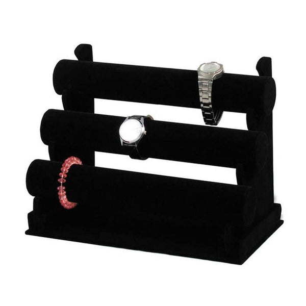 3-Tier Velvet Jewelry Bracelet Watch Display Holder Stand Showcase Rack - Lets Party