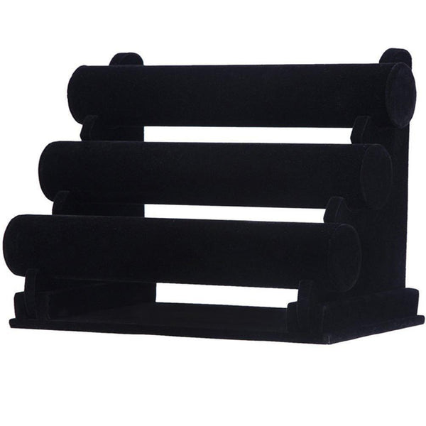 3-Tier Velvet Jewelry Bracelet Watch Display Holder Stand Showcase Rack - Lets Party