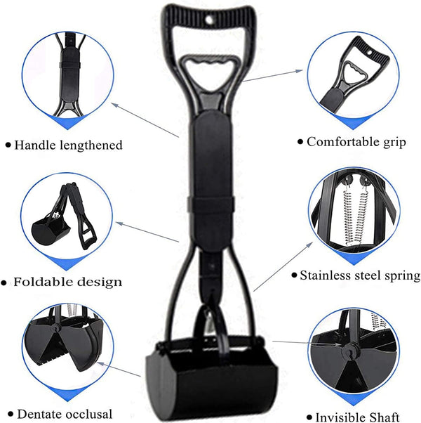 Pet Pooper Scooper With Spring Action Handle For Dog Waste Poo Poop Easy Squeeze - Lets Party