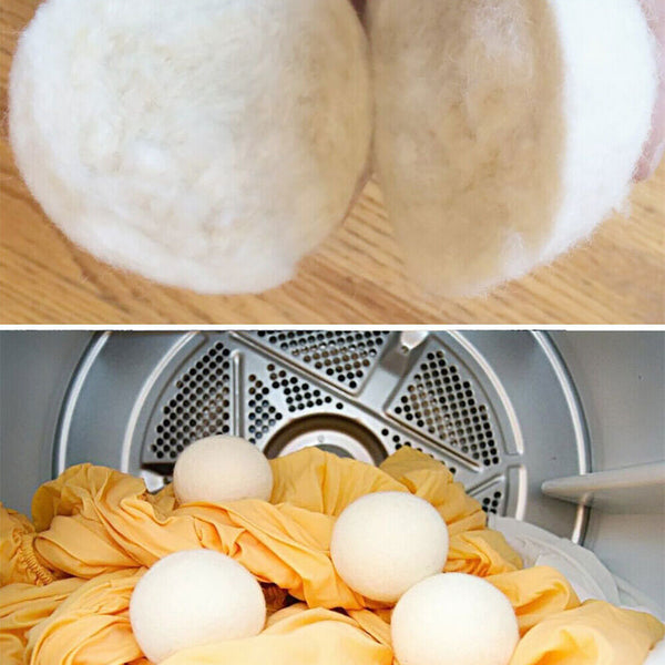 6X 100% Zealand Wool Dryer Balls Drying Fabric Softner Clothes 5/6/7/8cm - Lets Party