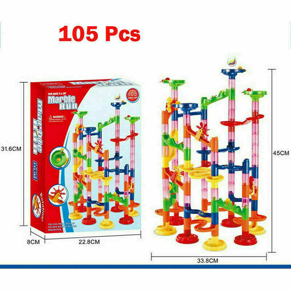 Marble Run Race Construction Maze Ball Track 105Pcs DIY Building Block Kids Toy - Lets Party