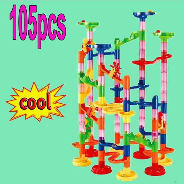 Marble Run Race Construction Maze Ball Track 105Pcs DIY Building Block Kids Toy - Lets Party